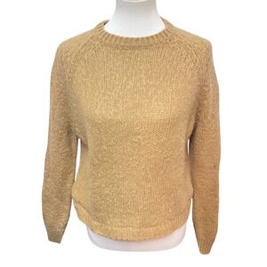 TOPSHOP‎ Tan Knit Sweater Crew Neck L/S Casual Cozy Pullover Minimalist SZ 6